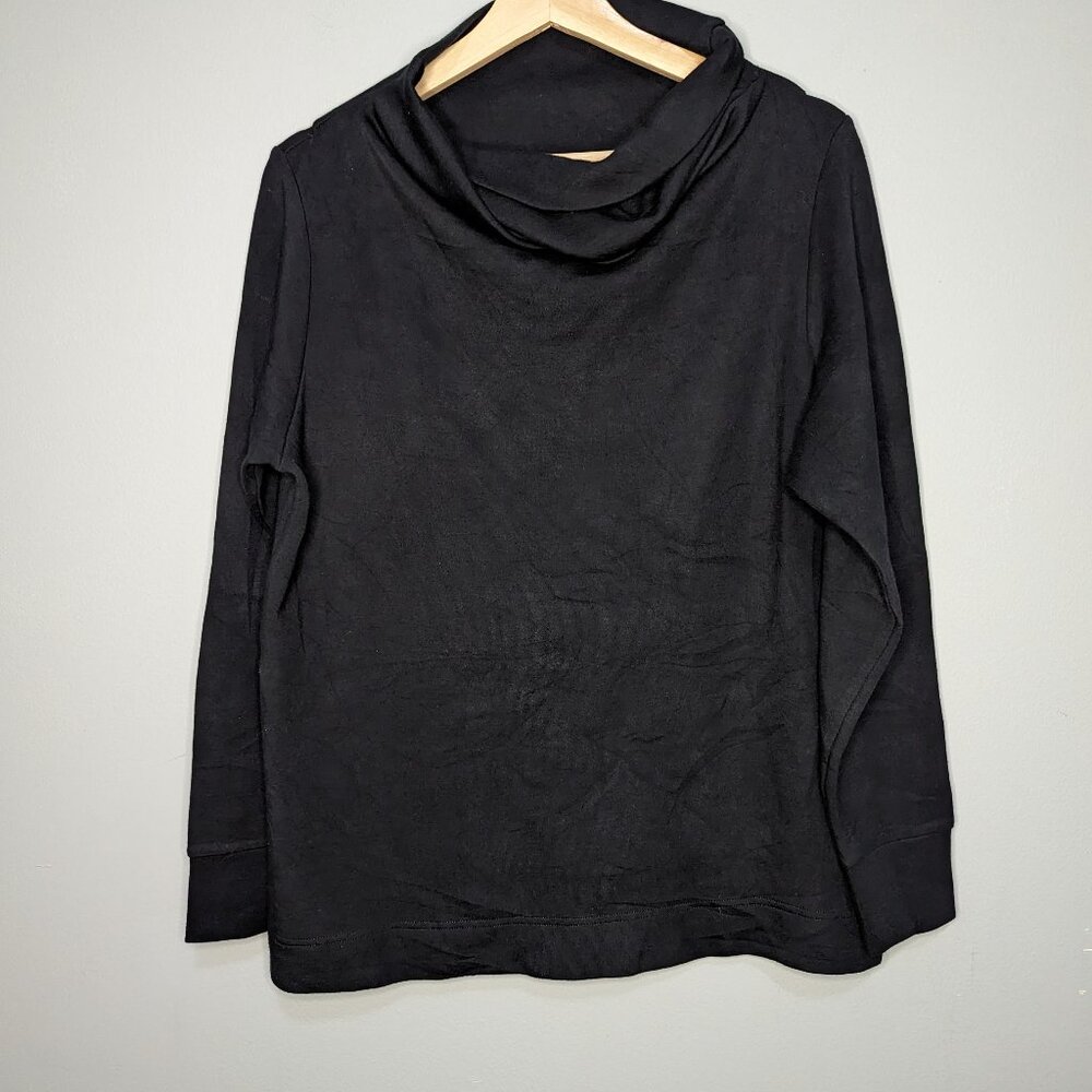 VARLEY Cowel High Neck Cinch Waist Double Soft Sweatshirt Black Size XS